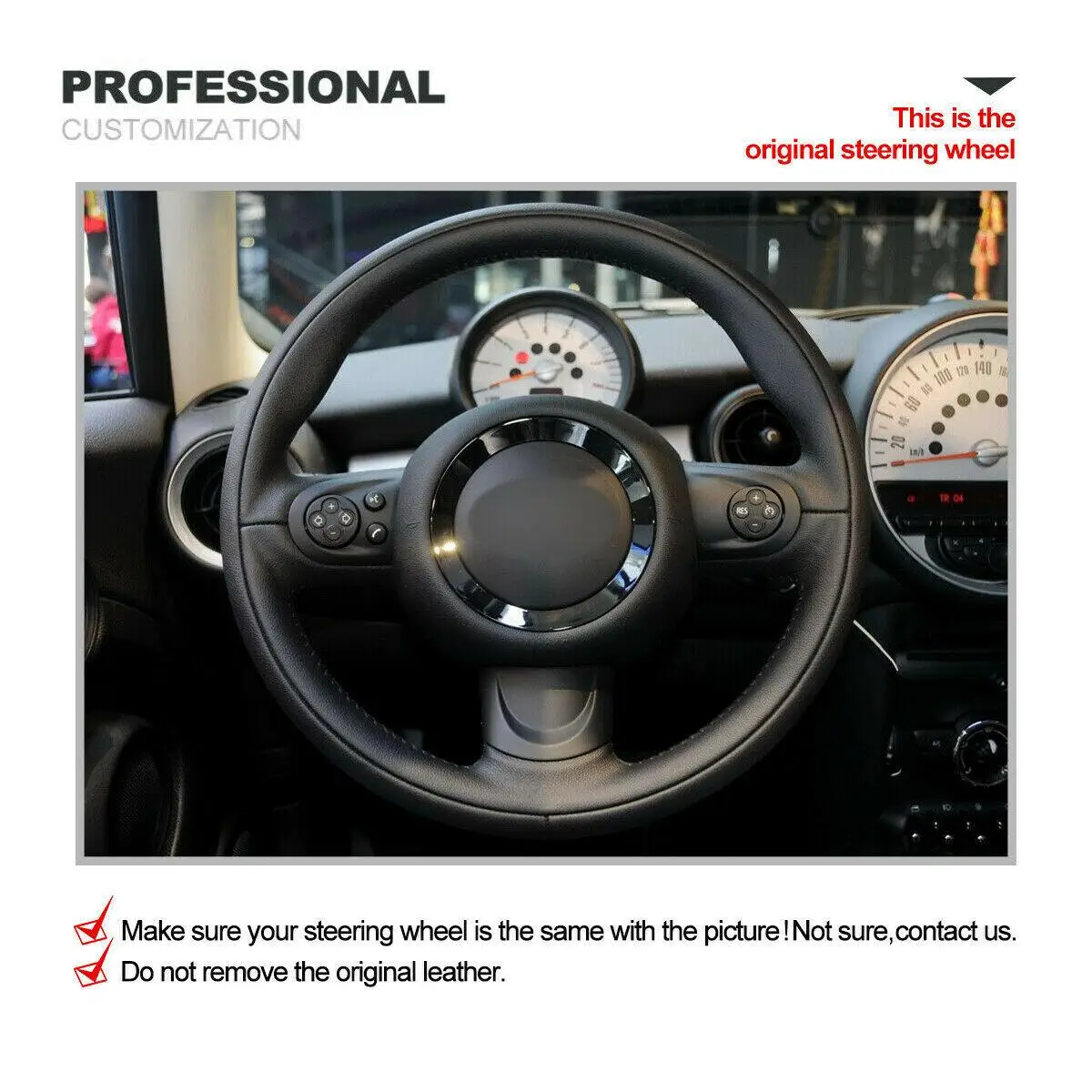 DIY Заказной черный коричневый кожаный чехол рулевого колеса автомобиля для Mini