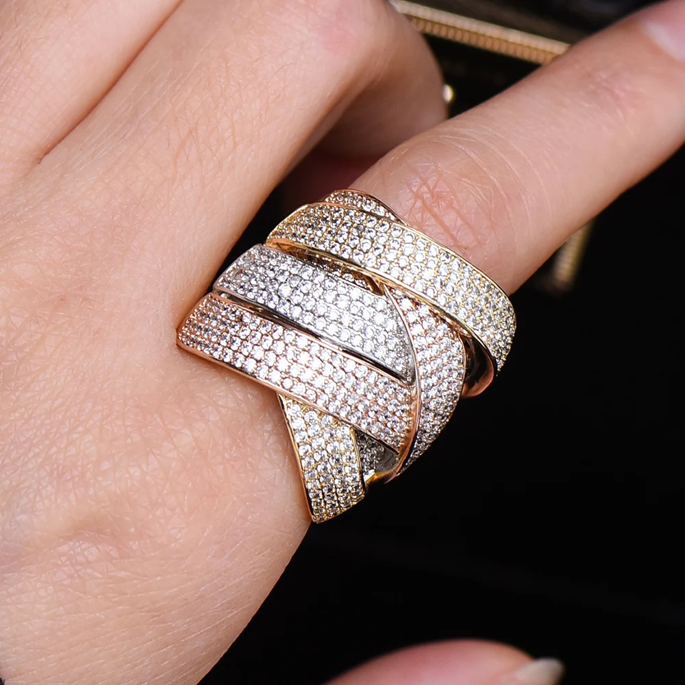 

Brand Luxury Noble Women Big Full CZ Ring Gothic Dubai Style Bridal Wedding Party Anniversary Best Gift Jewelry High Quality