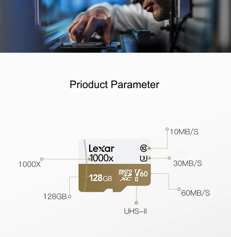 Lexar карта памяти 1000X 32 Гб 64 Гб 256 ГБ 150M U3 4K Micro sd 128 ГБ высокоскоростная флеш-карта microsd TF карта для записи 3D 4K HD