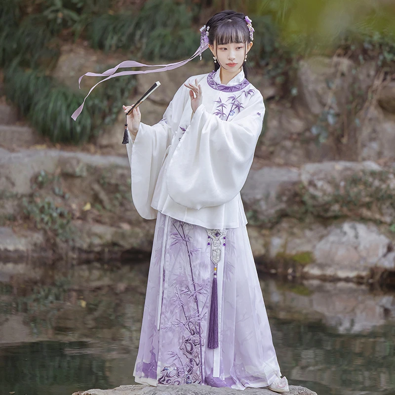 

cardamom [bamboo sword] embroidered round neck blouse horse skirt accessories embroidered Ming Hanfu women's spring