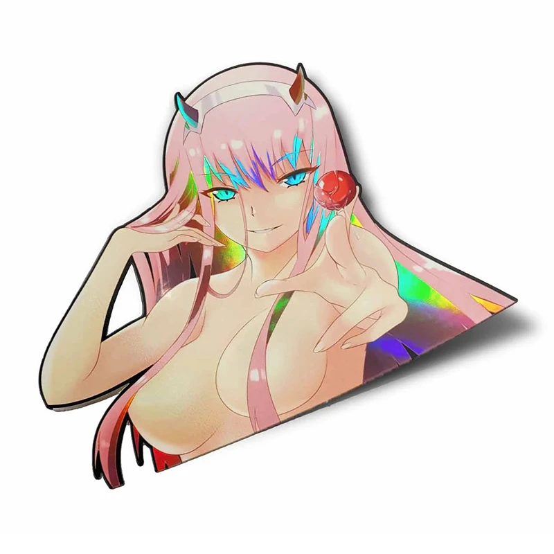 

13x9.8cm Exterior Accessories DARLING In The FRANXX Sexy Zero Two Peeker Car Sticker Vinyl Graffiti Peeking Decal