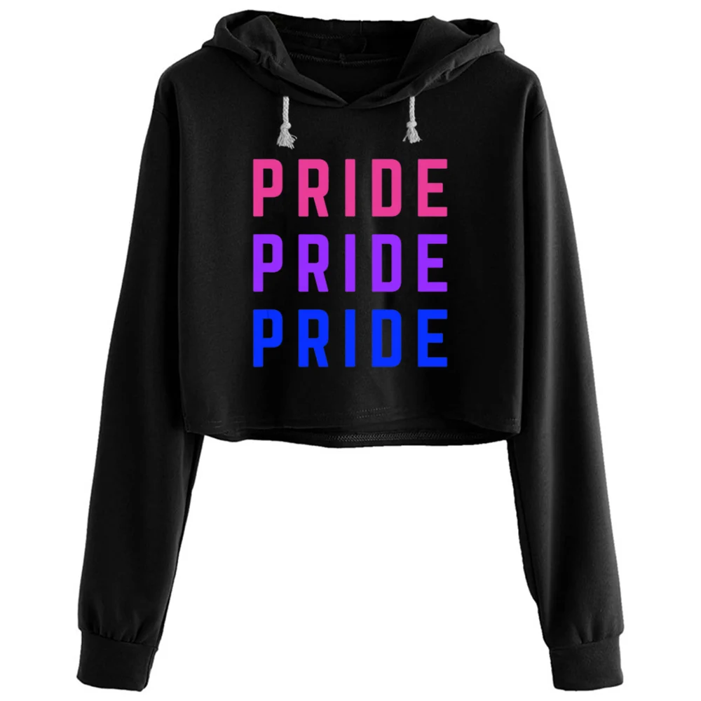 

Bisexual Pride Bi Pride Bisexual Rainbow Crop Hoodies Women Y2k Kawaii Goth Grunge Pullover For Girls