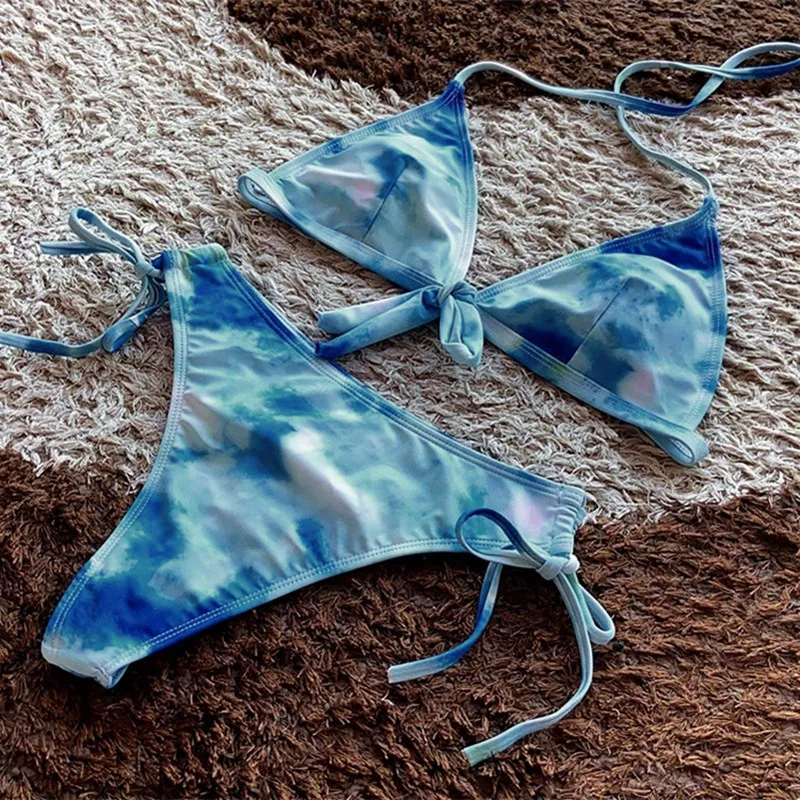 

Women's Sexy Bikini Front Tie-Dye Print Swimsuit Suit