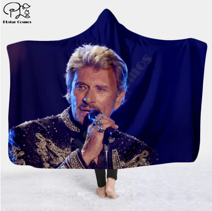 Джонни Холлидей с капюшоном Одеяло 3D полной запечаткой носимых взрослые мужчины