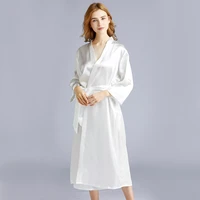 womens silk nightgown wedding dressing gown embroidered bride cardigan robe long dressing gown satin solid color sexy nightgown