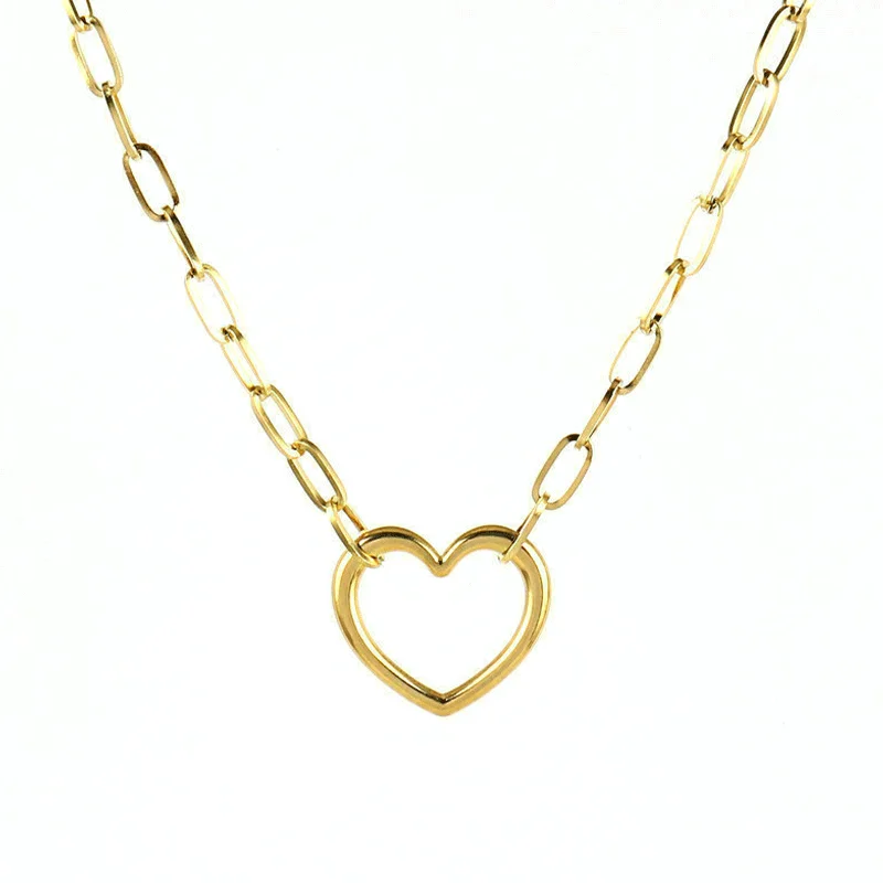Ожерелье из нержавеющей стали для женщин ожерелье с сердцем золотое толстой