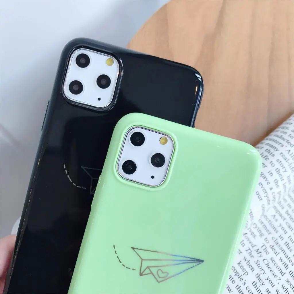 Для iPhone7 11 мобильный телефон чехол модный бумажный самолет позолоченный узор для