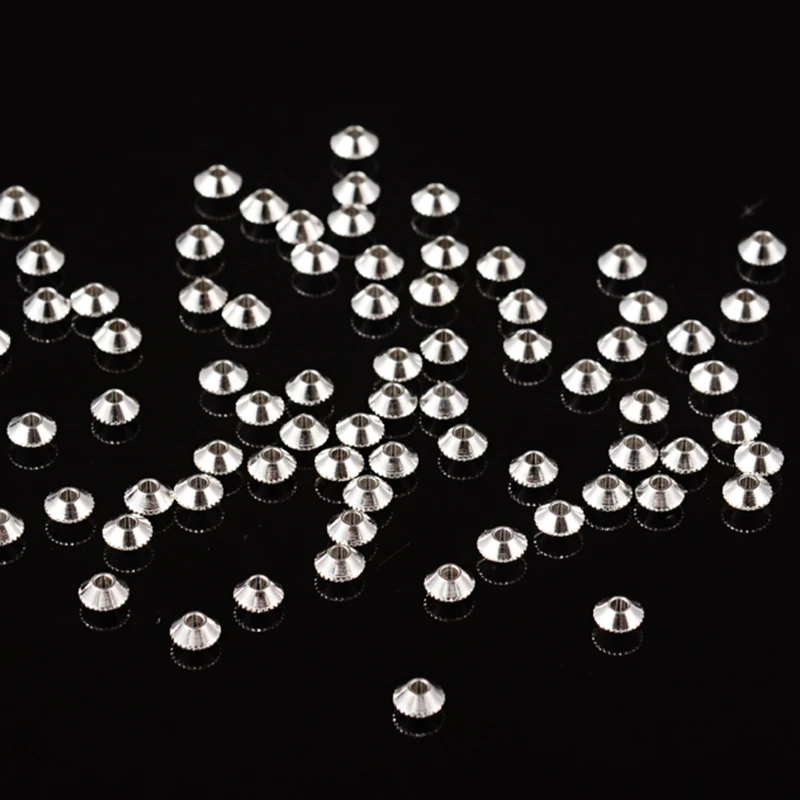 Латунные металлические биконусные бусины 100 шт. 4 мм серебристого цвета для