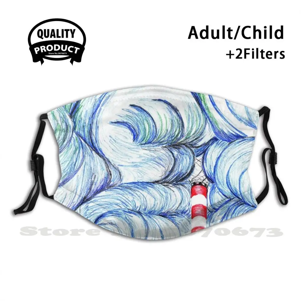 Сбой против надежды маска для лица с фильтром волны Маяк большой синий зеленый