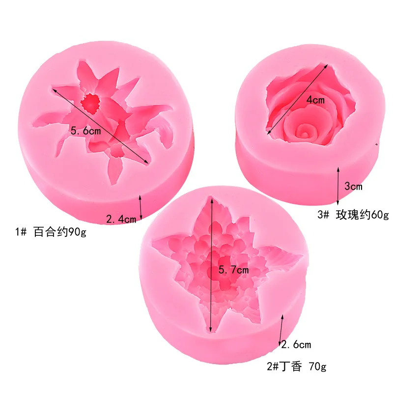 1/3pcs set Rose Lily Flower Silicone Fondant Molds Chocolate Cake Decorating Tools Sugarcraft Gumpaste Bakeware Resin Aroma mold | Дом и сад