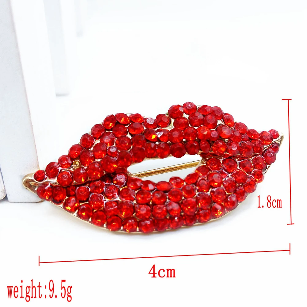 

Fashion Jewelry Personality Lips Pectoral Crystal Brooch Charm Enamel Lapel Pins Backpack Badge Shawl Buckle Clothes Accessories
