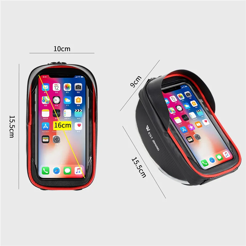 

WEST BIKING Cycling Bags MTB Bike Top Tube Frame Handlebar Phone Bag Case Pannier For 6.0in Phone Touch Screen Bicycle Front Bag