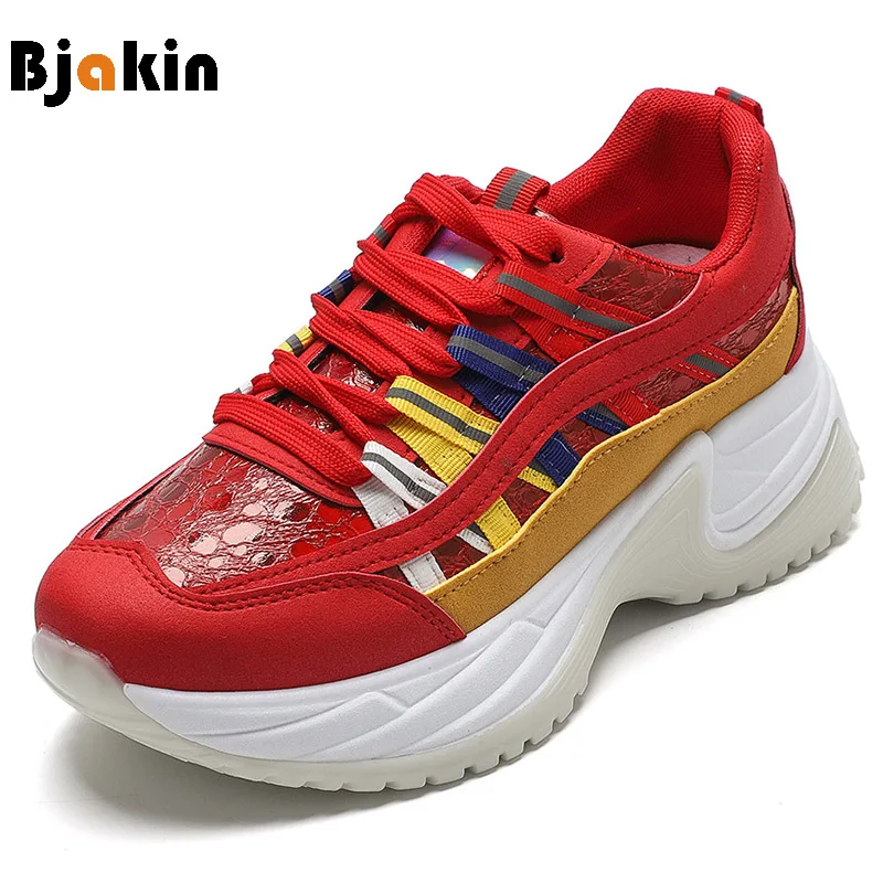 Bjakin/Популярные Красные спортивные кроссовки женские стильные дышащие на
