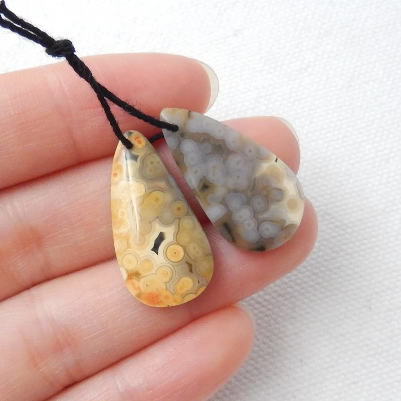 1 пара натуральных камней в форме капель океана Джаспер спереди просверленные