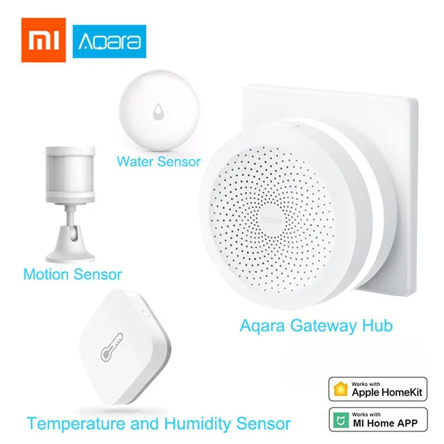 4 in 1 as picture Xiaomi Aqara комплекты умного дома Mijia концентратор Датчик окна двери человеческого тела настенный выключатель влажности Датчик воды двусторонний модуль Aqara концентратор - Цвет: 4 in 1 as picture