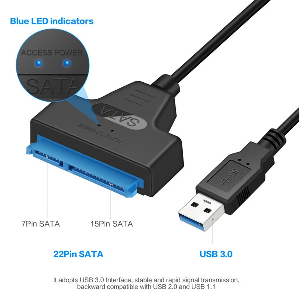 

Кабель SATA 3, адаптер Sata-USB 6 Гбит/с для внешнего SSD HDD жесткого диска 2,5 дюйма, кабель Sata III 22 Pin