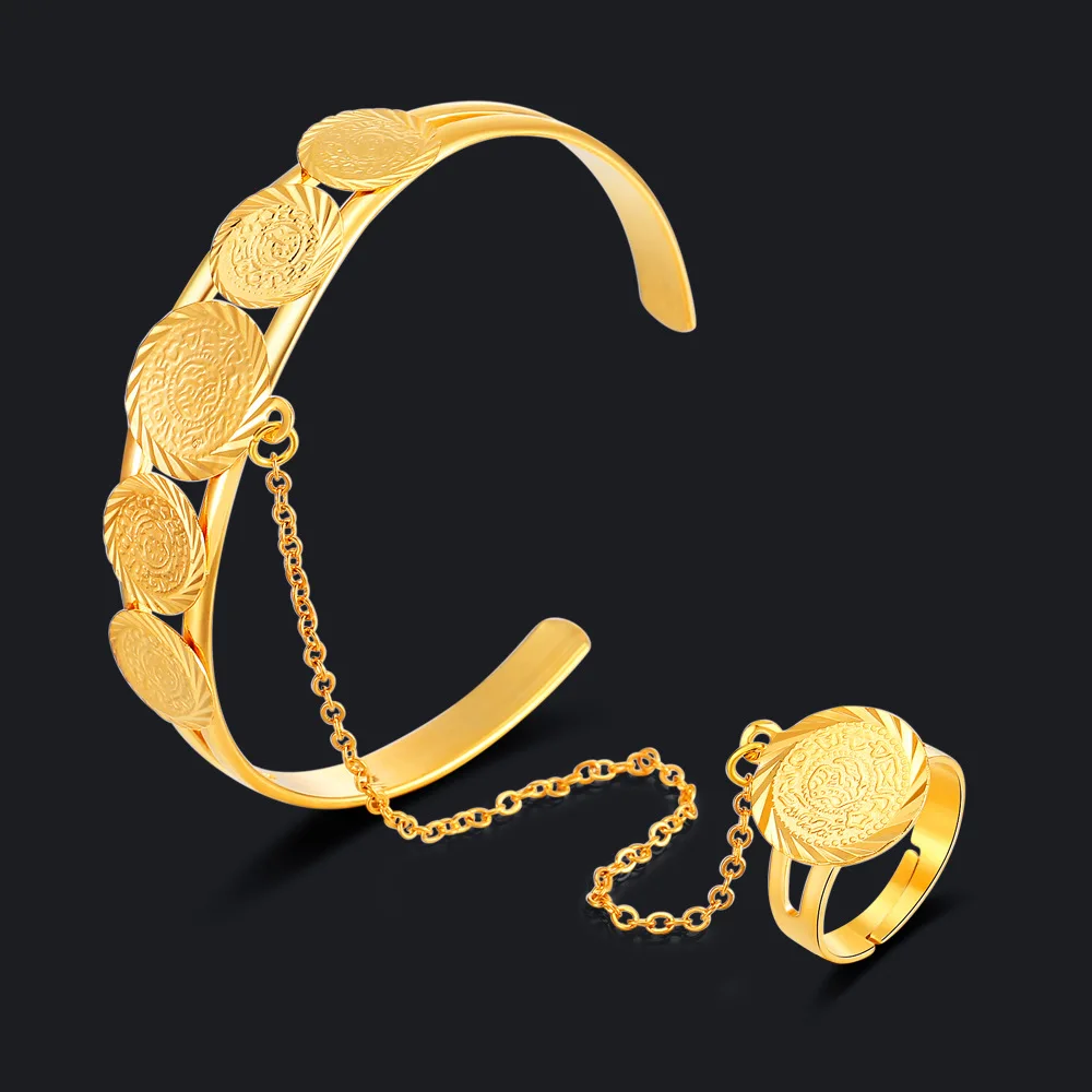 Ближний Восток мусульманский арабский монета Тотем Открытый браслет кольцо одна