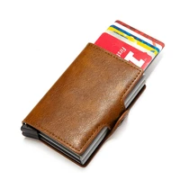 2021 unisex rfid business credit card holder wallet aluminium travel id card case money clips purse man women leather wallet