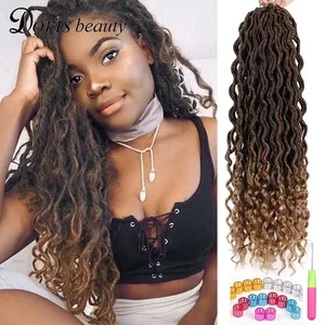 Наращивание волос в богемном стиле Faux Locs Curly, богиня вязания крючком, синтетические волосы Ombre Doris beauty