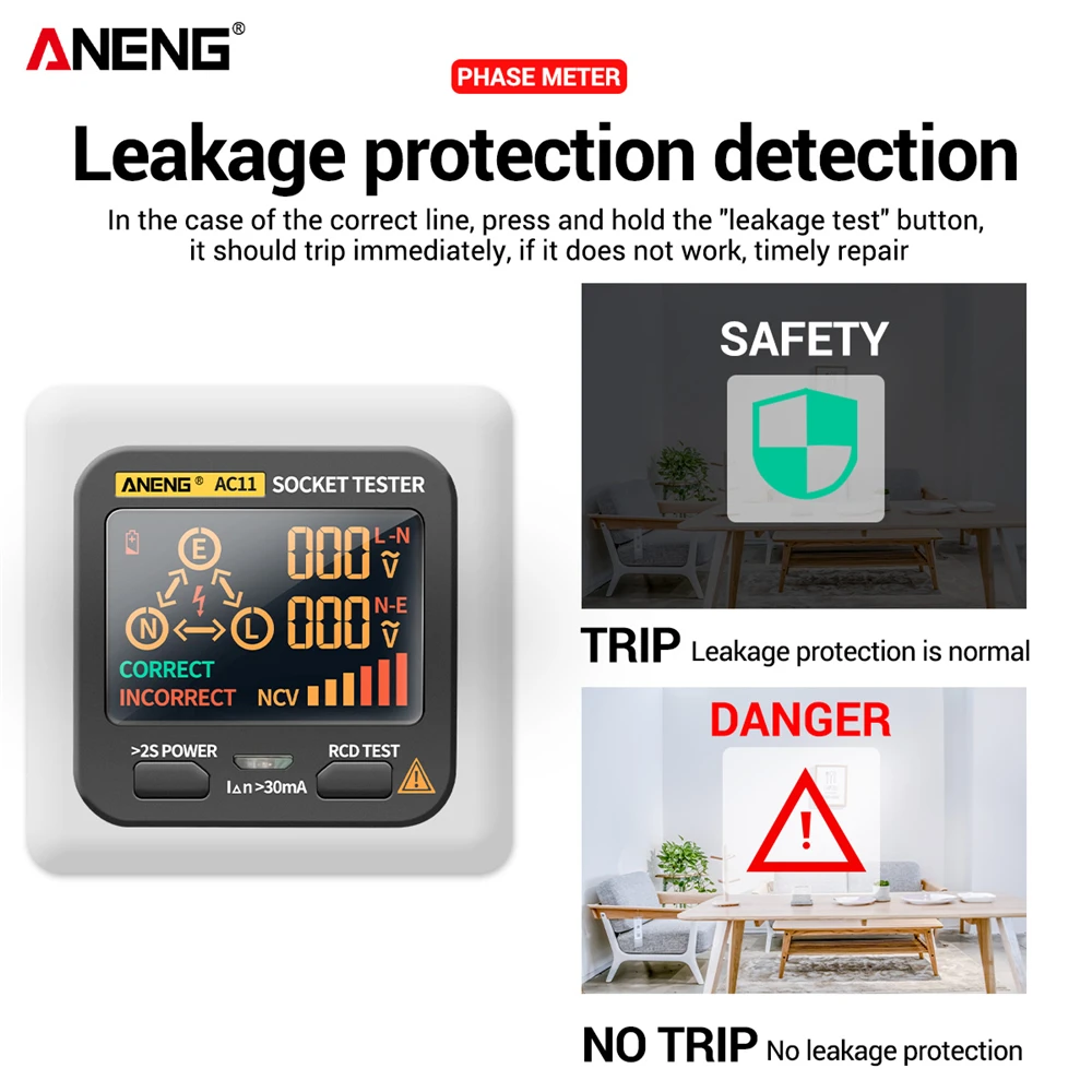Цифровой смарт-тестер для розеток AC11 детектор напряжения с вилкой Стандарта