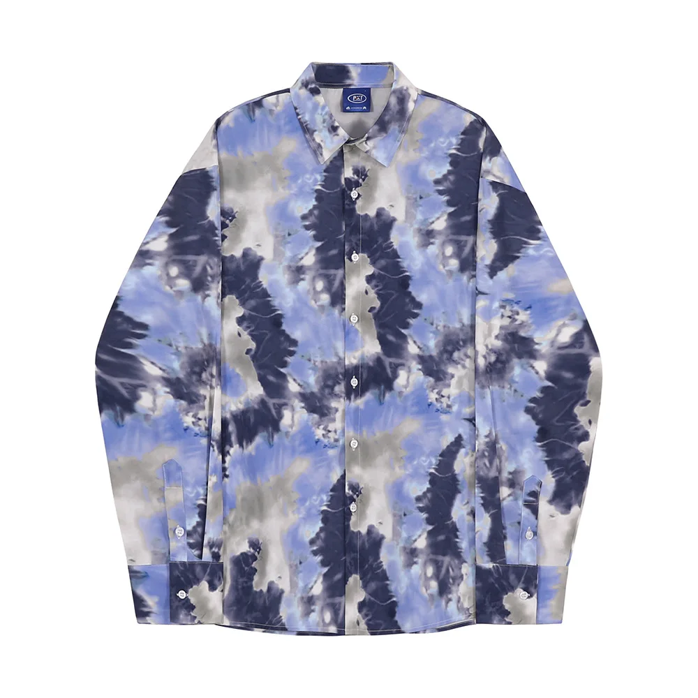 

Homemade lazy wind tie-dye shirt spring and summer thin sunscreen clothing long sleeve shirt damp slippery material