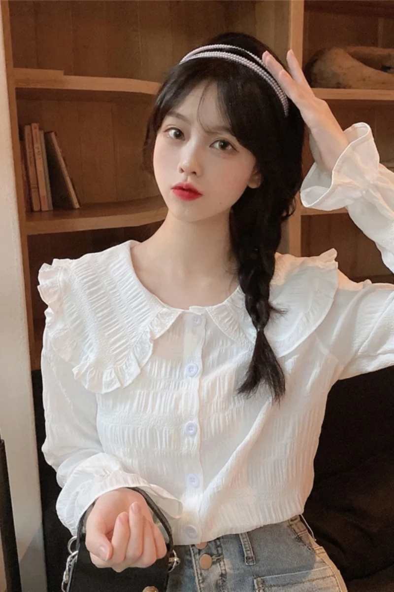 Рубашка шифоновая для ранней осени 2021 рубашка с воротником малышей дизайнерская