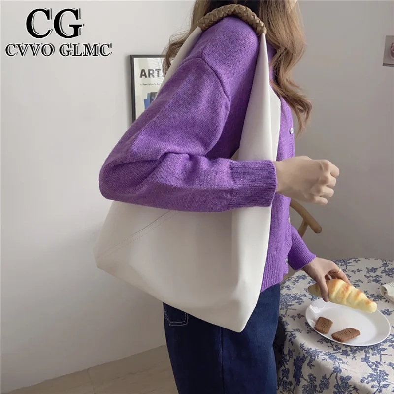 

Cvvo Glmc High Capacity Soft Leather Big Shoulder Bags for Women 2021 Summer Trend Ladies Simple Fashion Handbags and Purses