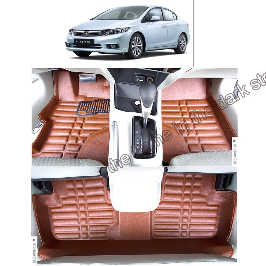 Lsrtw2017 кожаные автомобильные коврики для honda civic 2006 2007 2008 2009 2010 2011 2012 2013 8th 9th аксессуары ковер