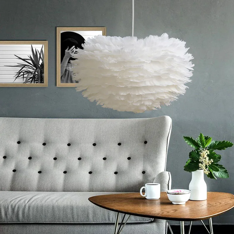 Подвесной светильник с перьями Подвесная лампа романтическая для спальни