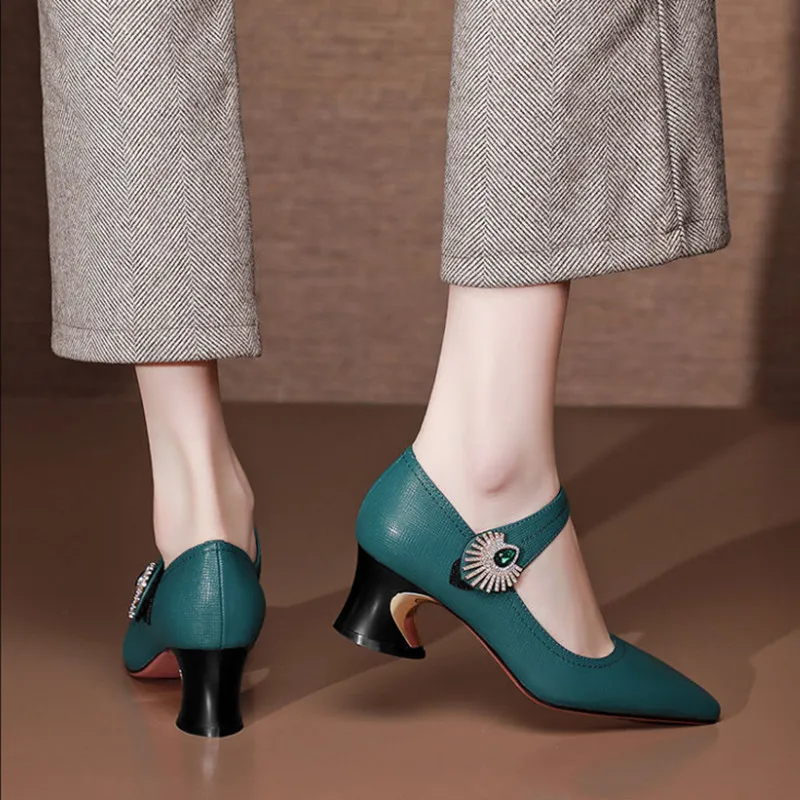 

women fashion high quality spring slip on office high heel shoes female green high heels party pumps salto N2-05