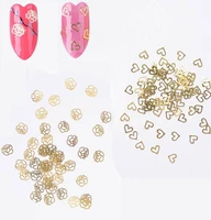 gold metal nail decals ultra thin flakes nail bling rhinestone cute 3d nail art decorations charm nail art opp bags packing
