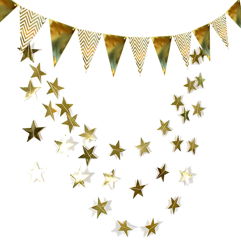 Синий Яркий бумажный Звездный баннер для вечеринки в честь Дня Рождения