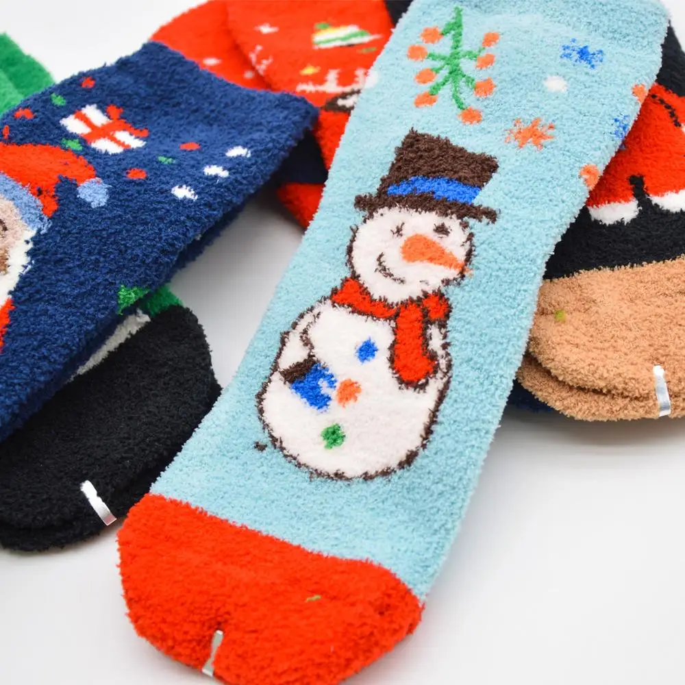5 пар/лот осенне зимние Рождественские Длинные носки для девочек с изображением