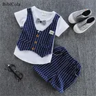 Комплекты одежды для детей BibiCola, летний костюм для мальчиков, рубашка поло в джентльменском стиле + штаны, комплект одежды из 2 предметов для мальчиков, летний комплект