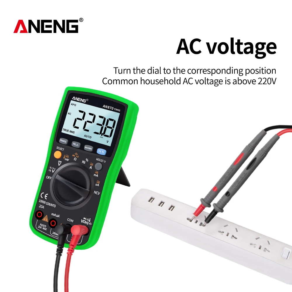 

ANENG AN870 Smart Handheld Digital Multimeter Transistor Tester Voltimetro Capacitance Meter Diode Tester with LCD Display