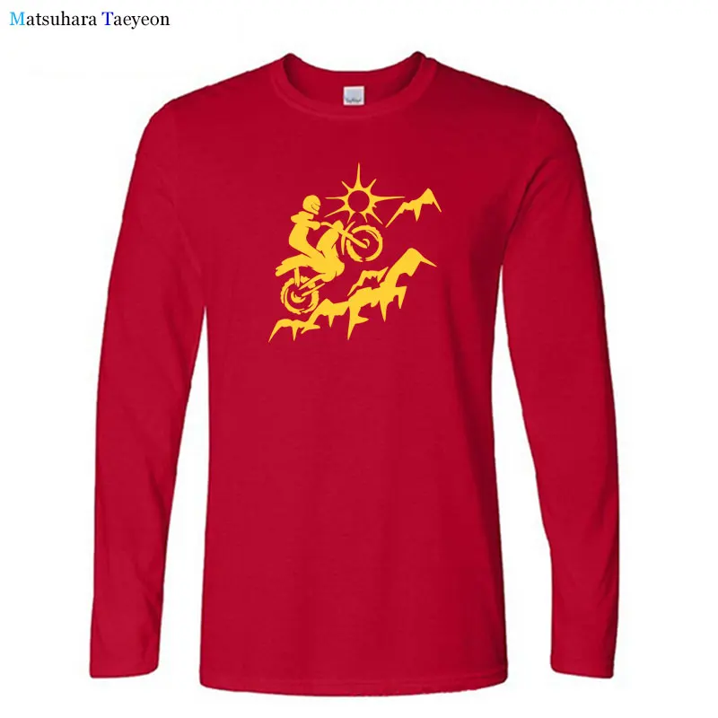 

Cotton Long Sleeve T Shirt for Men Funny Bike Motocross T Shirt Cool Hip Hop Bike Sport Lover O Neck Men Clothing Tee Shirt