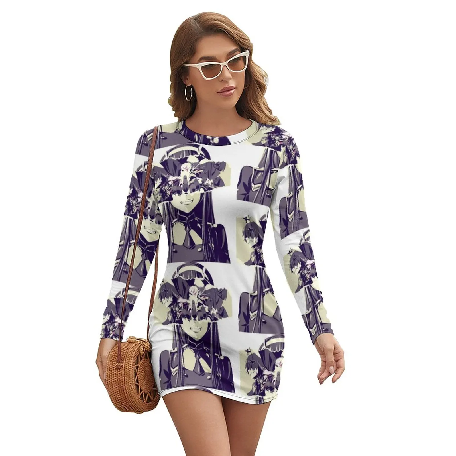 

Zero Two Dress Long Sleeve Aesthetic Polyester Bodycon Female Long-Sleeve Summer Tight One-Piece Dress