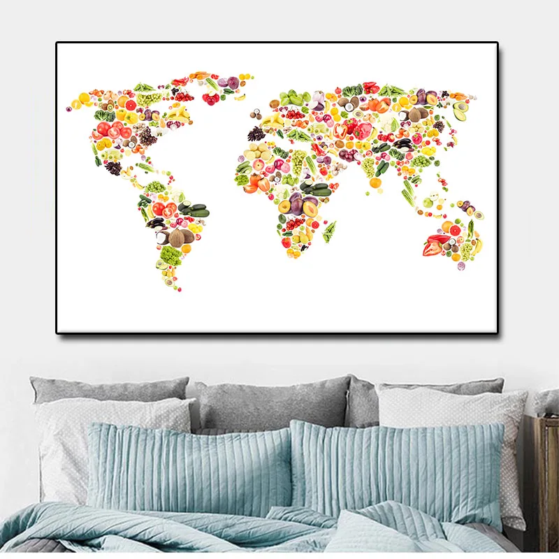 Модульная картина с изображением фруктов карты мира плакаты и принты на холсте