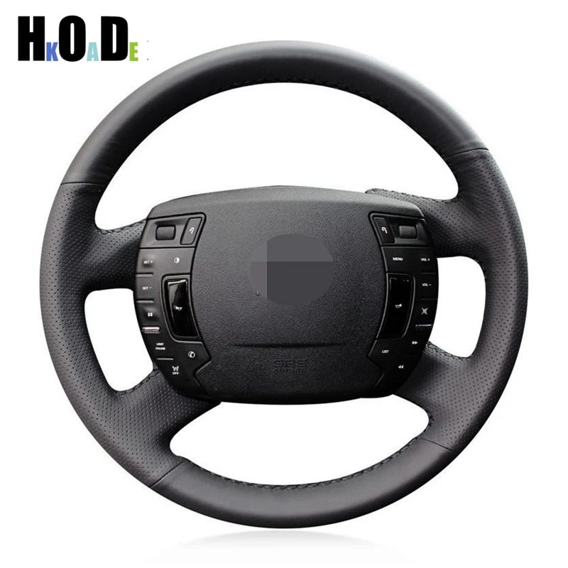 Прошитый вручную чехол на руль черные чехлы рулевого колеса автомобиля из