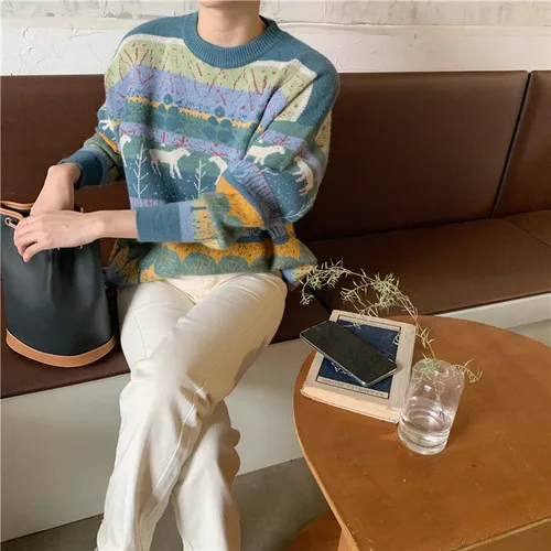 

Plus Size Winter Clothes for Women Harajuku Japanese Sweater 2020 New Thick Long Sleeve Christmas Retro Pullovers Loose Tops