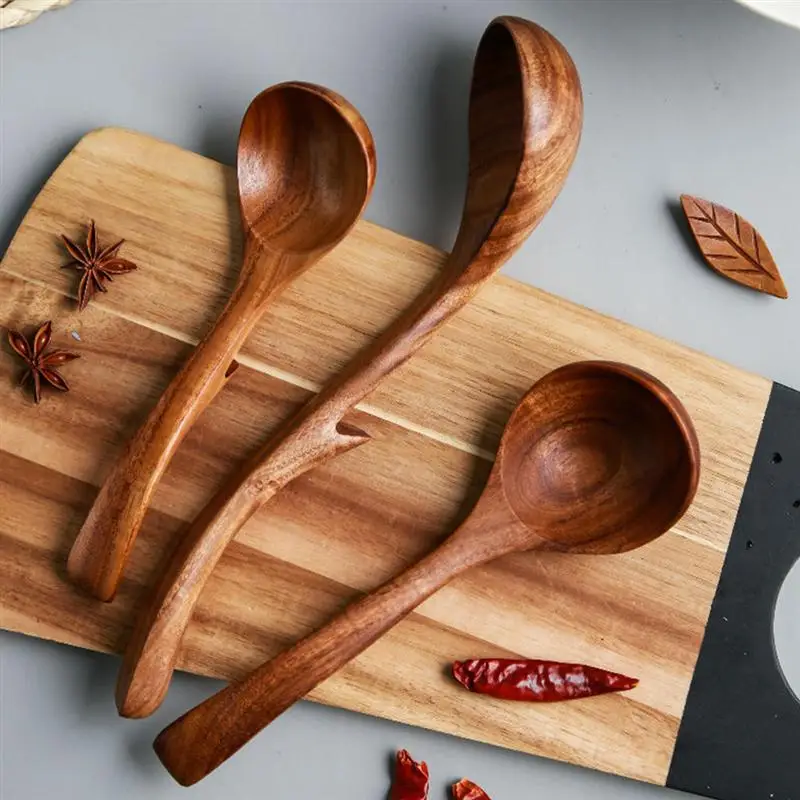 

1PC Wooden Soup Spoon Cooking Spoon Non Stick Spoon for Food Stirring Mixing Kitchen Use