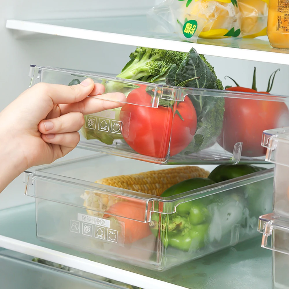 Пластиковые контейнеры для хранения ящик холодильника регулируемый органайзер