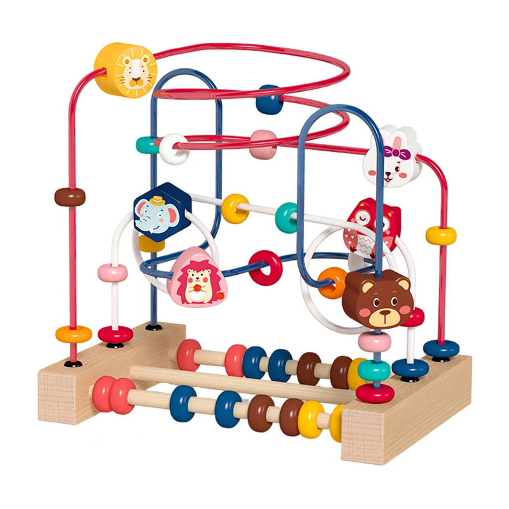 

Kids Montessori Wooden Toys Maze Circles Around Beads Abacus Math Toys Kids Early Puzzle Learning Educational Toys