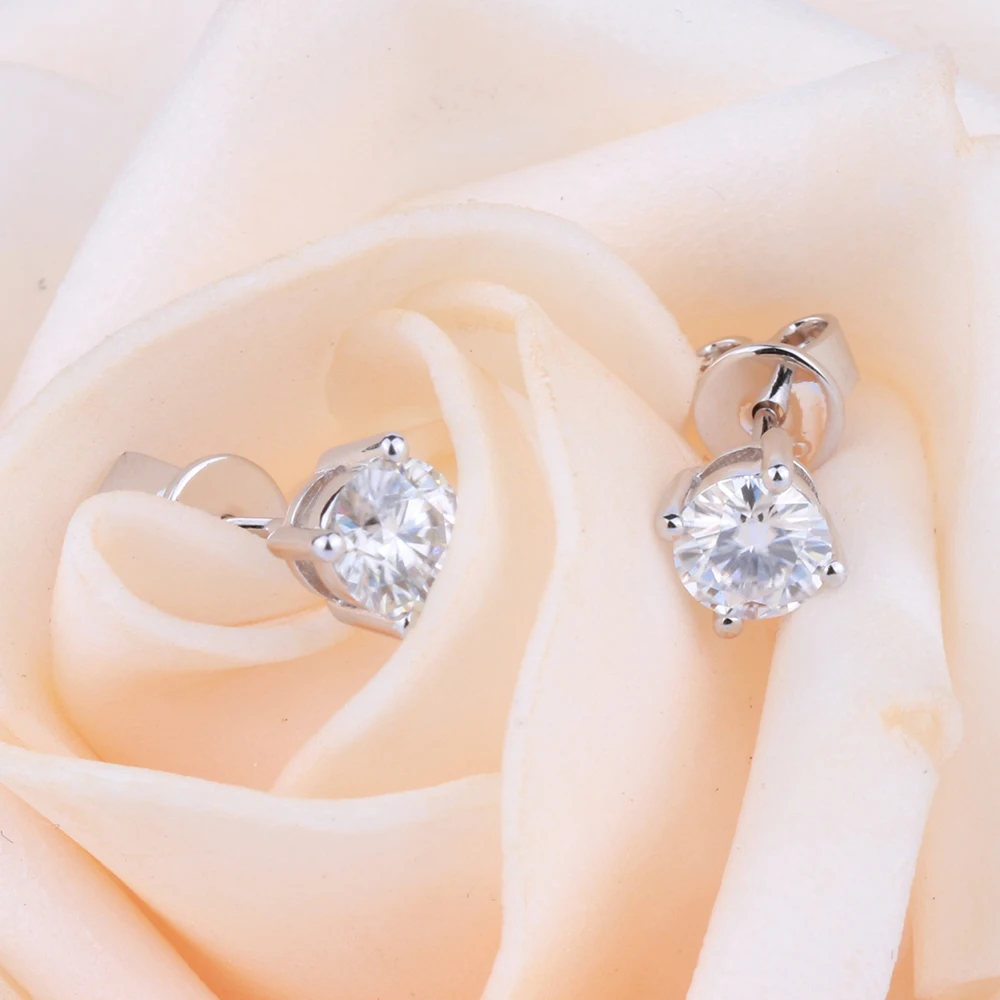 Veryins Sterling S925 5mm Moissanite Stud Earrings Push Back for Women Wedding Gift |