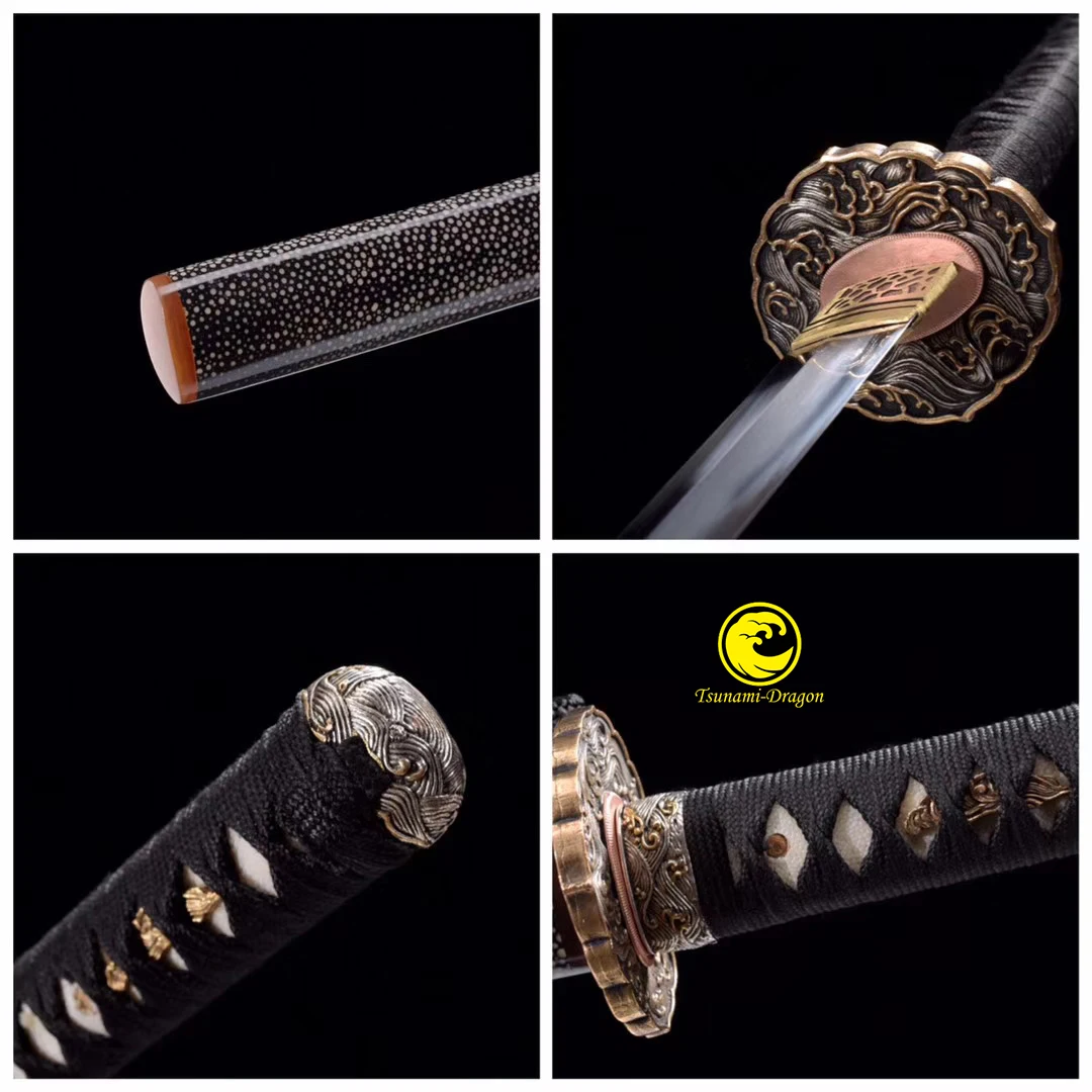 

Handmade Clay Tempered Japanese Katana Samurai Sword Kobuse Folded Steel Sharp Blade