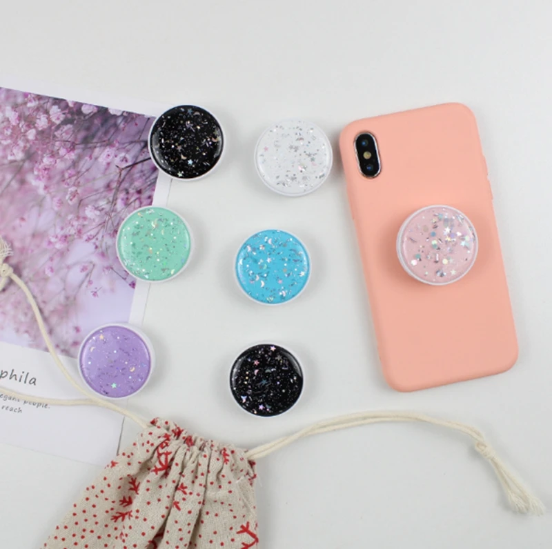 Круглый Мерцающий Многофункциональный складной держатель для телефона