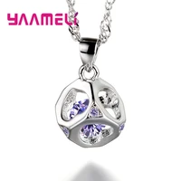 925 silver cube pendant necklace popular temperament simple gift austria crystal women fashion anniversary accessories jewelry