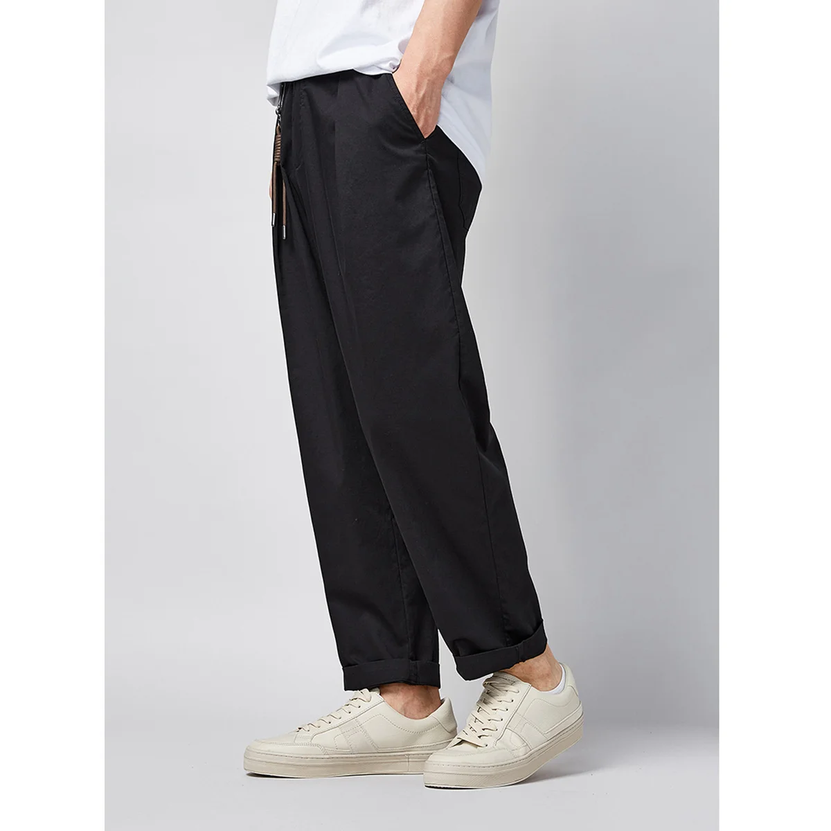 

Merck men's 2021 spring new elastic waist men's casual pants cotton blended medium waist pants men's 9137