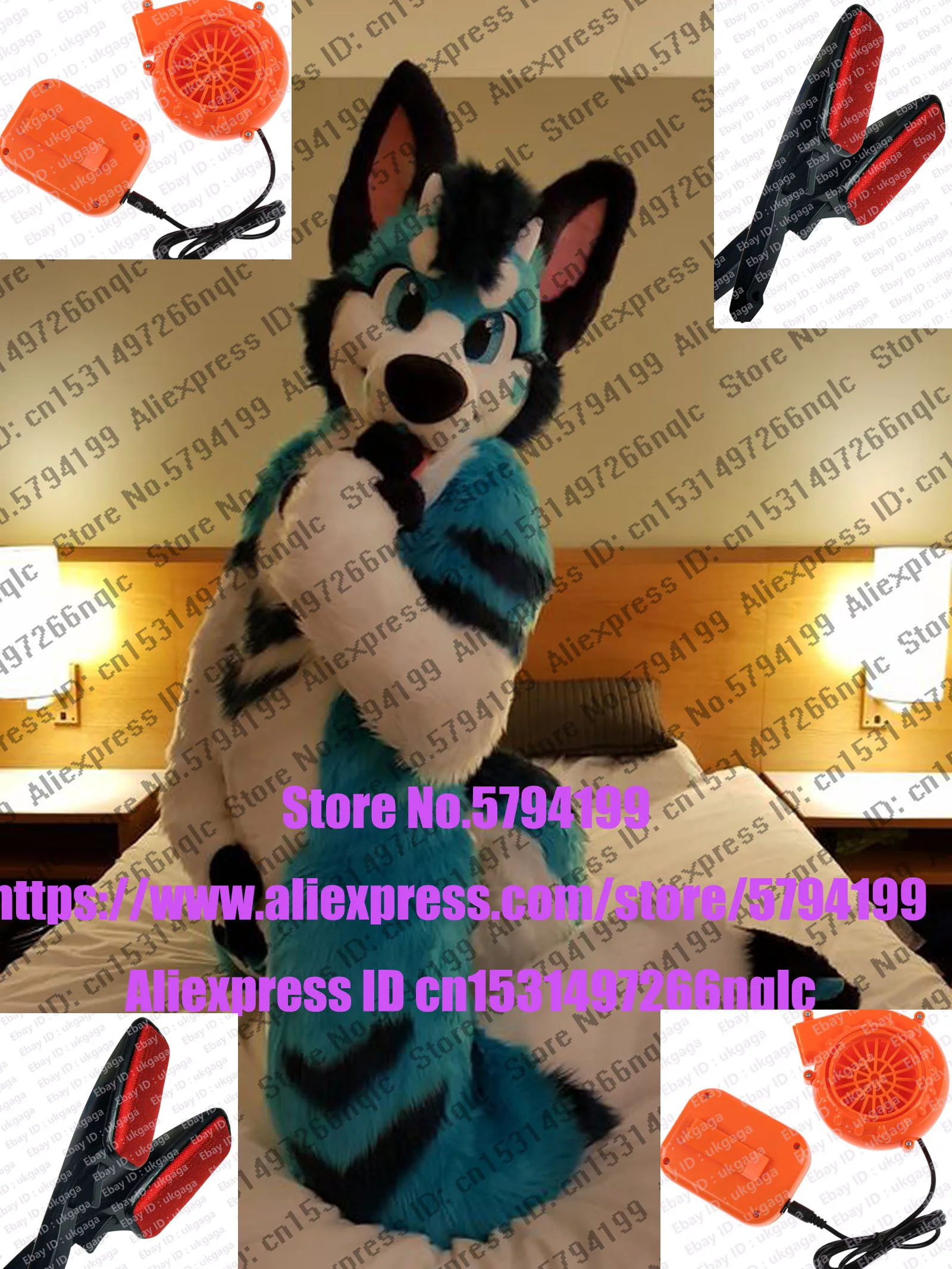 Пушистый черный синий Хаски собака волк пушистый костюм косплей животное