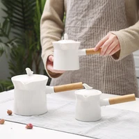 300500750ml ceramic tea pot japanese style teapot heat resistant infuser pot with wooden handle kitchen tea boiling kettle